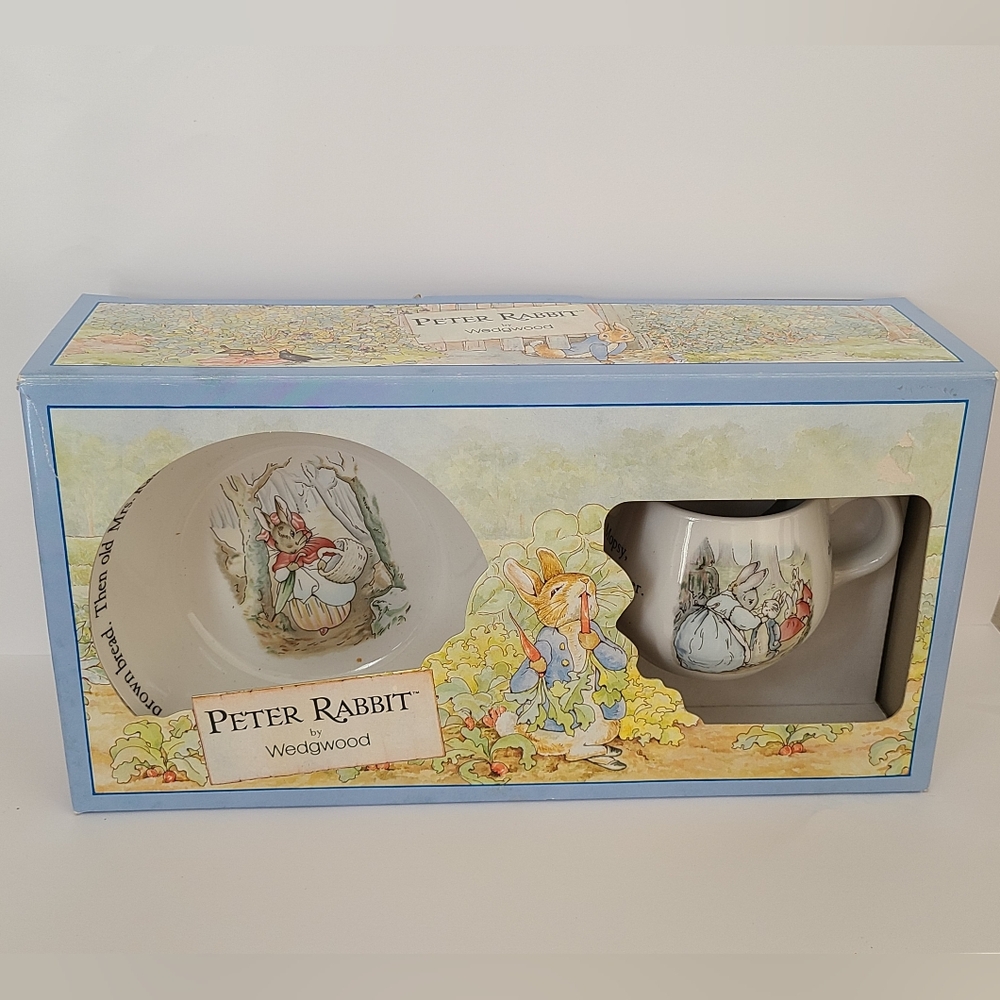Wedgwood Beatrix Potter Peter Rabbit Nursery Dish 2 Piece Bowl Mug Set